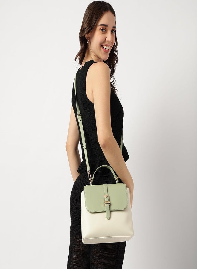 Fastrack Mini Vibe Satchel for Women| Small Faux Leather Bag with Buckle & Button Lock | Crossbody or Top Handle Options | 3.95L Stylish Handbag for Everyday Adventures | Small Satchel Bag for Girls - Image 2